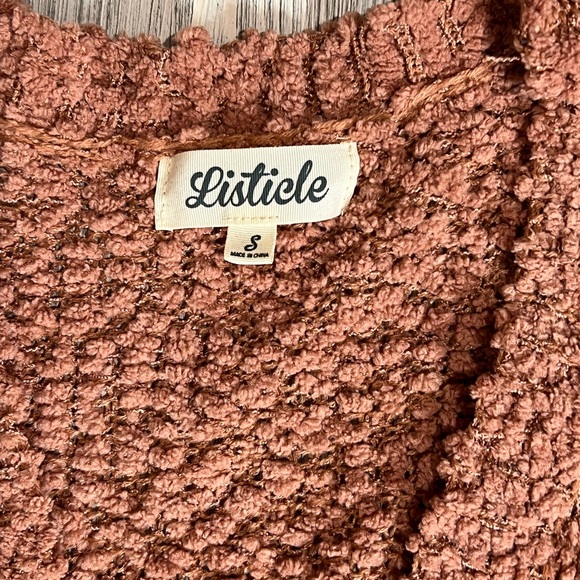 Listicle Lanae Peach Popcorn Cardigan, Size Small, Like New, - Picture 3 of 7